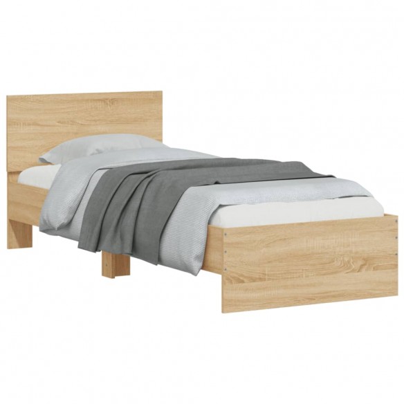 Cadre de lit tête de lit chêne sonoma 90x190 cm bois ingénierie