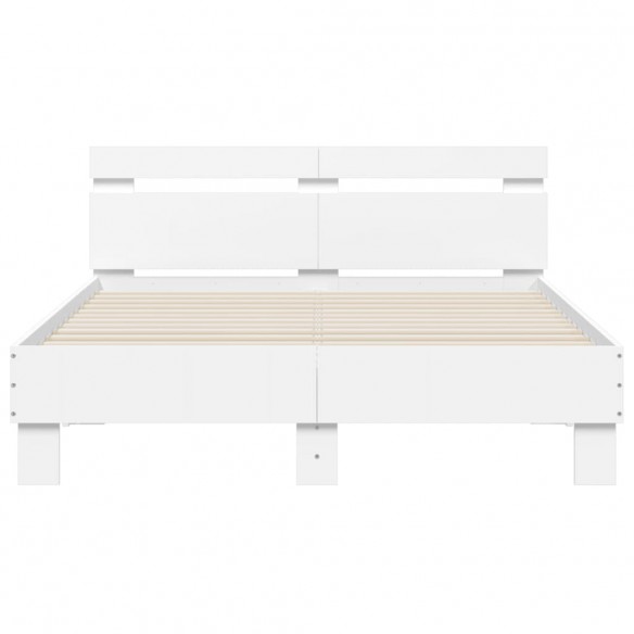 Cadre de lit avec tête de lit et LED blanc 120x200 cm