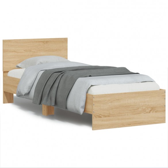 Cadre de lit avec tête de lit chêne sonoma 75x190 cm