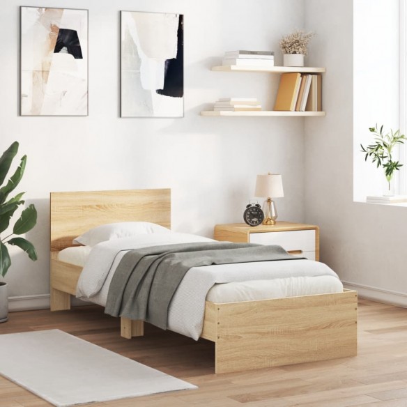 Cadre de lit avec tête de lit chêne sonoma 75x190 cm