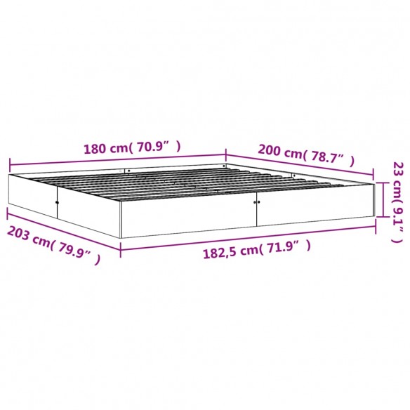 Cadre de lit cire marron 180x200 cm bois de pin massif