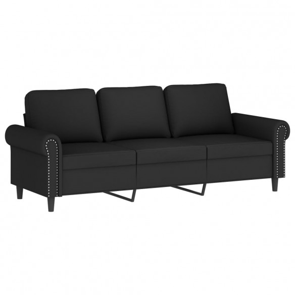 Canapé 3 places avec oreillers décoratifs noir 180 cm velours
