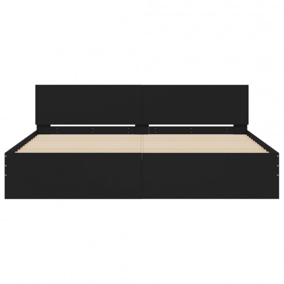 Cadre de lit avec tête de lit noir 200x200 cm