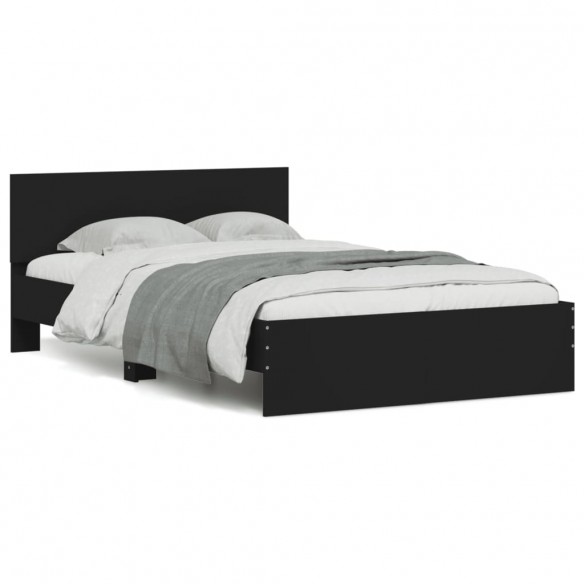 Cadre de lit avec tête de lit noir 135x190 cm