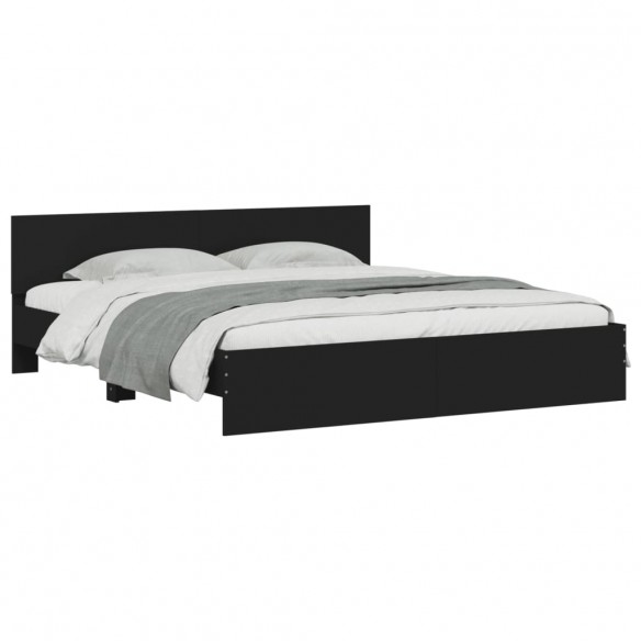Cadre de lit avec tête de lit noir 180x200 cm