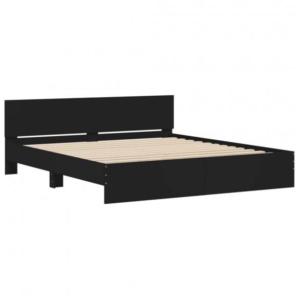 Cadre de lit avec tête de lit noir 180x200 cm