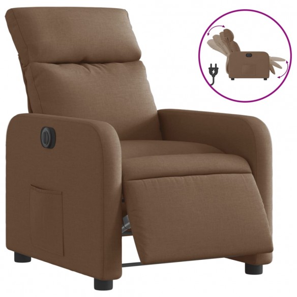 Fauteuil inclinable électrique Marron Tissu