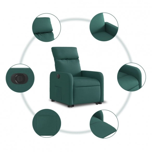 Fauteuil inclinable électrique vert foncé tissu