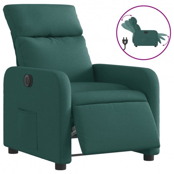 Fauteuil inclinable électrique Vert foncé Tissu