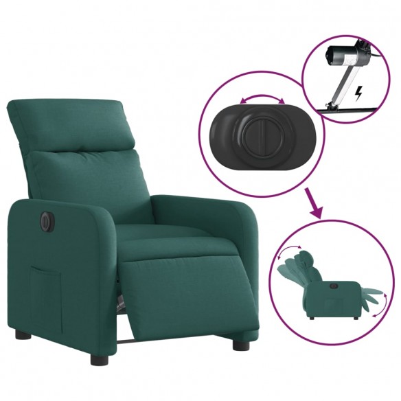 Fauteuil inclinable électrique Vert foncé Tissu