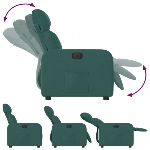 Fauteuil inclinable électrique Vert foncé Tissu