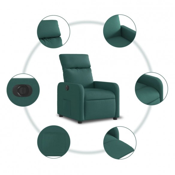 Fauteuil inclinable électrique Vert foncé Tissu