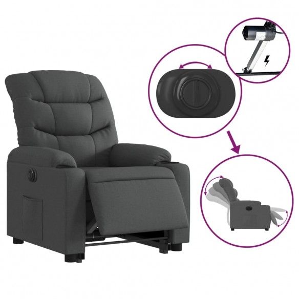 Fauteuil inclinable électrique gris foncé tissu