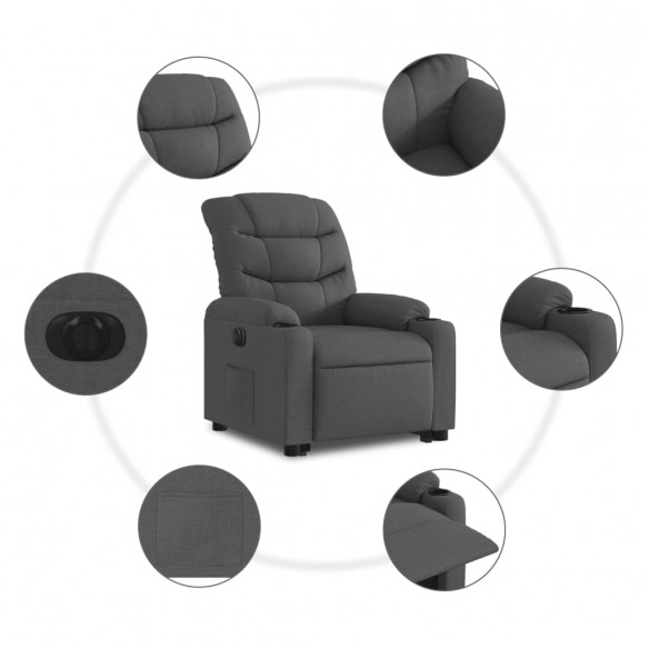 Fauteuil inclinable électrique gris foncé tissu