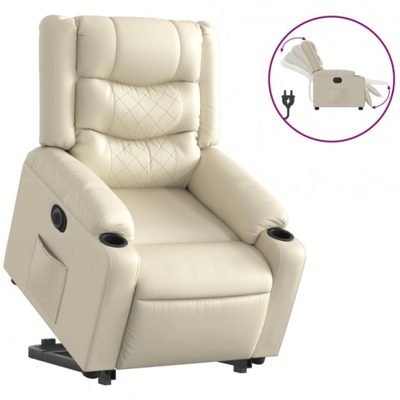 Fauteuil inclinable électrique crème similicuir