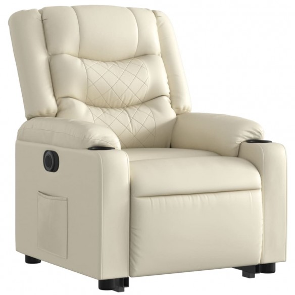 Fauteuil inclinable électrique crème similicuir