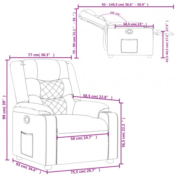 Fauteuil inclinable Crème Similicuir