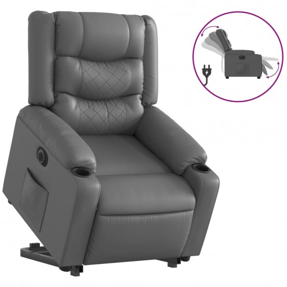 Fauteuil inclinable électrique gris similicuir