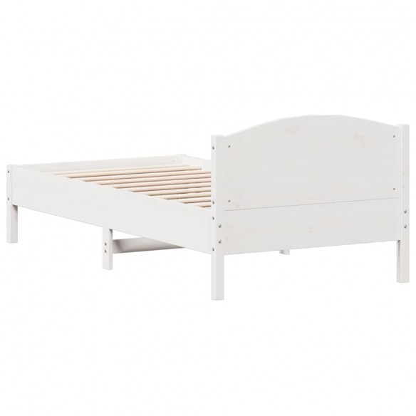 Cadre de lit avec tête de lit blanc 90x190cm bois de pin massif