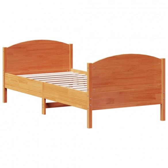 Cadre de lit et tête de lit cire marron 100x200 cm bois de pin