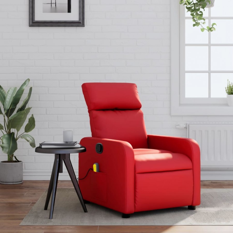 Fauteuil de massage inclinable rouge similicuir