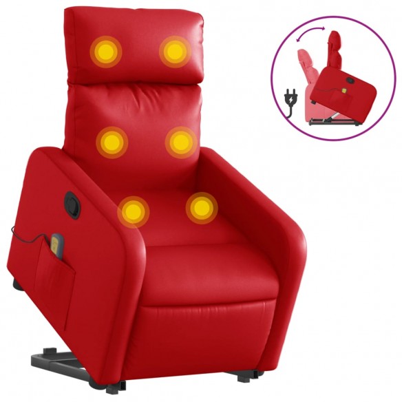 Fauteuil inclinable de massage Rouge Similicuir