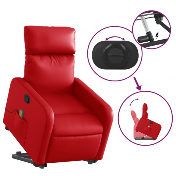 Fauteuil inclinable de massage Rouge Similicuir