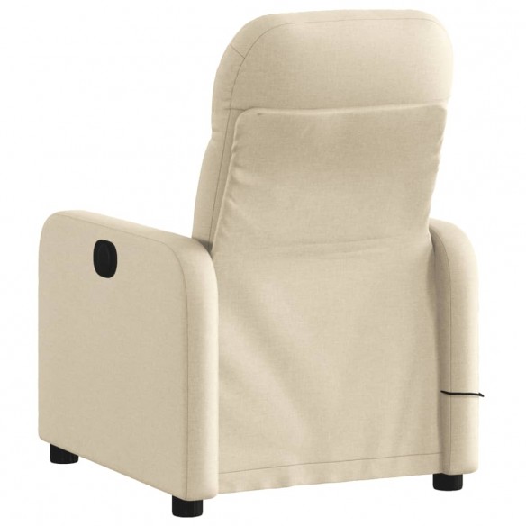 Fauteuil inclinable de massage électrique crème tissu