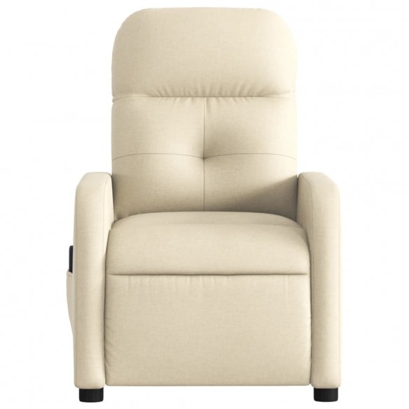 Fauteuil inclinable de massage électrique crème tissu