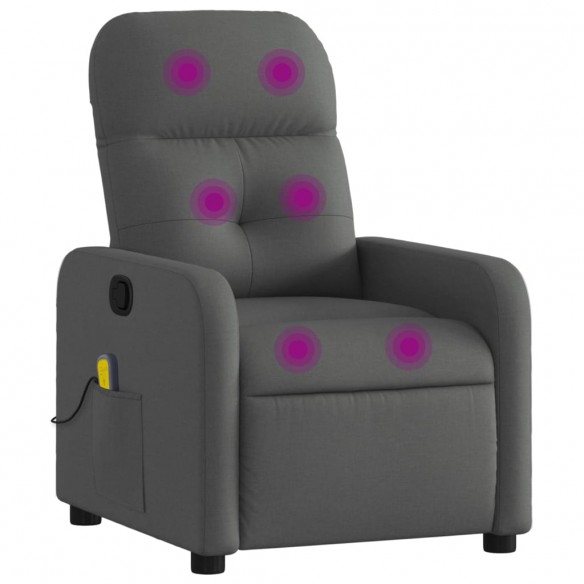 Fauteuil de massage inclinable Gris foncé Tissu