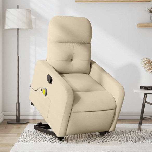 Fauteuil inclinable de massage Crème Tissu