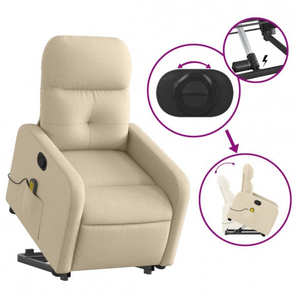 Fauteuil inclinable de massage Crème Tissu