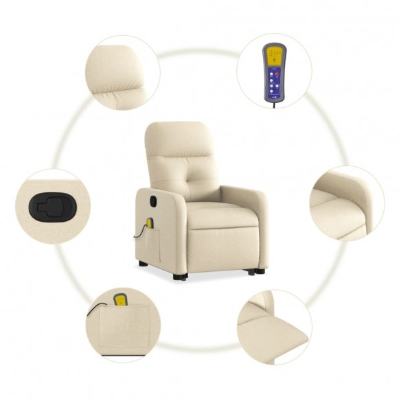 Fauteuil inclinable de massage Crème Tissu