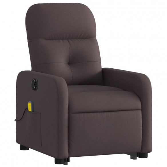 Fauteuil inclinable de massage électrique Marron foncé Tissu