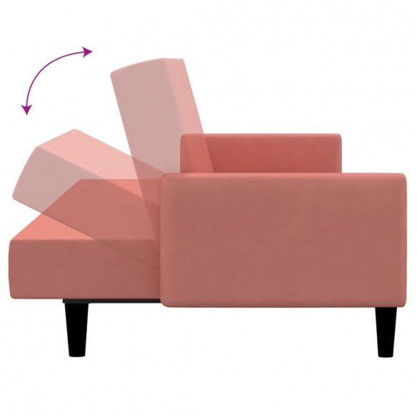 Canapé-lit à 2 places rose velours