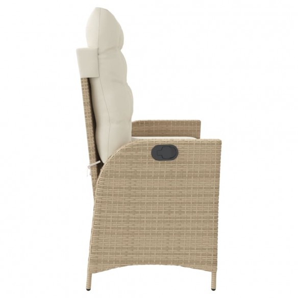 Banc inclinable de jardin avec coussins beige résine tressée