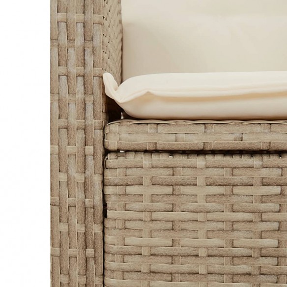 Banc inclinable de jardin avec coussins beige résine tressée