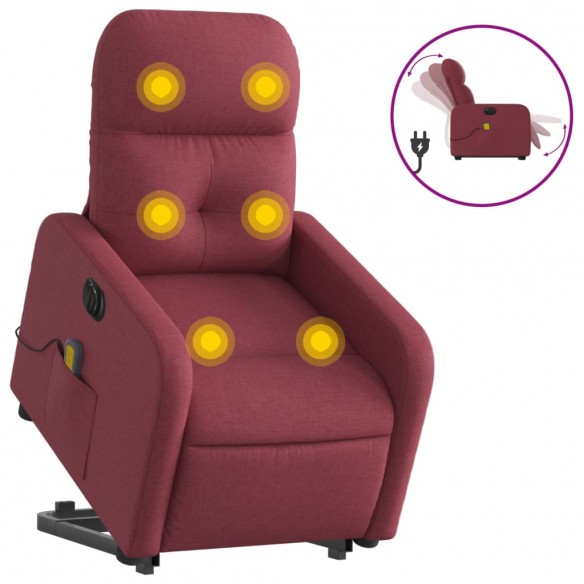 Fauteuil inclinable de massage électrique Rouge bordeaux Tissu