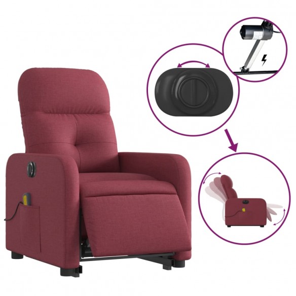 Fauteuil inclinable de massage électrique Rouge bordeaux Tissu