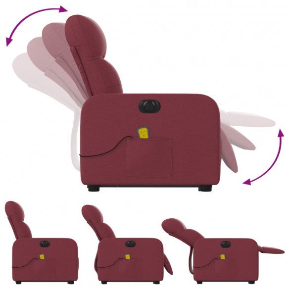 Fauteuil inclinable de massage électrique Rouge bordeaux Tissu