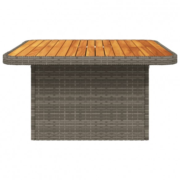 Table de jardin gris 80x80x71 cm résine tressée et bois acacia