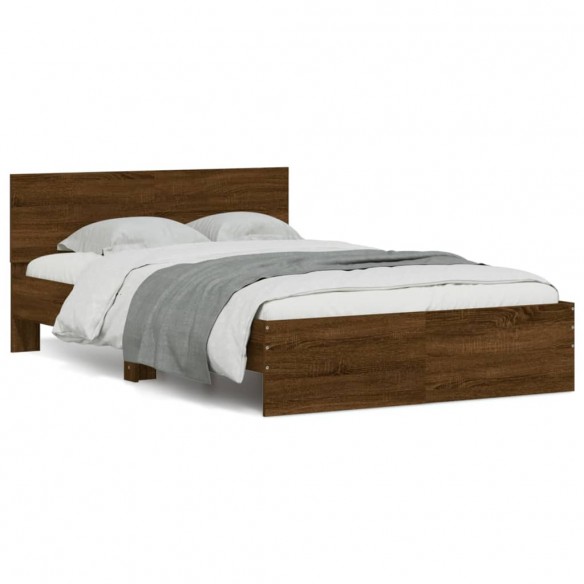 Cadre de lit avec tête de lit chêne marron 120x200 cm