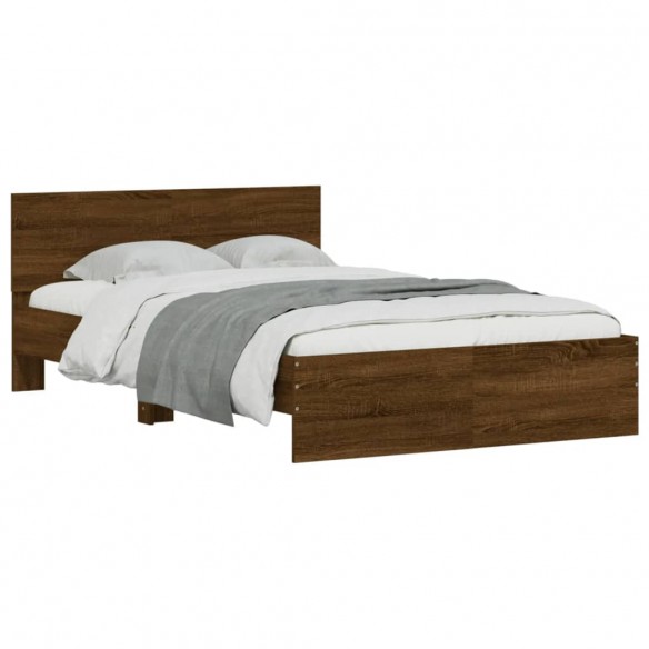 Cadre de lit avec tête de lit chêne marron 120x200 cm