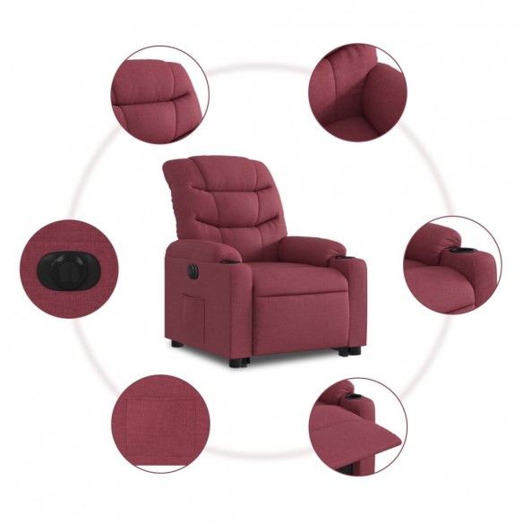 Fauteuil inclinable électrique rouge bordeaux tissu