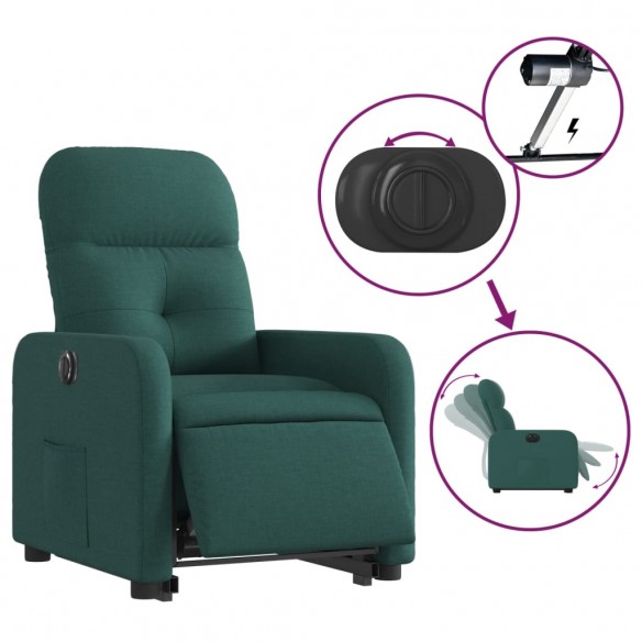 Fauteuil inclinable électrique vert foncé tissu