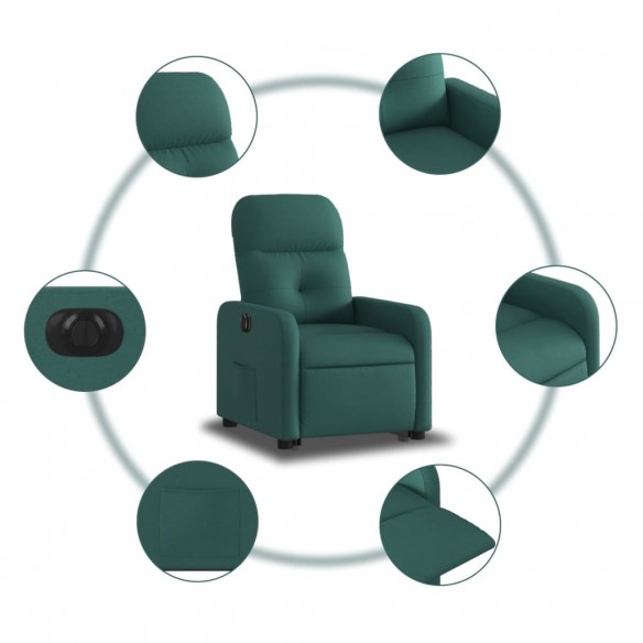 Fauteuil inclinable électrique vert foncé tissu