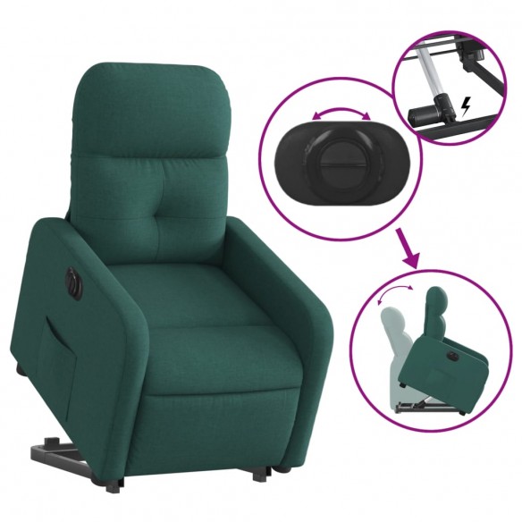 Fauteuil inclinable électrique vert foncé tissu