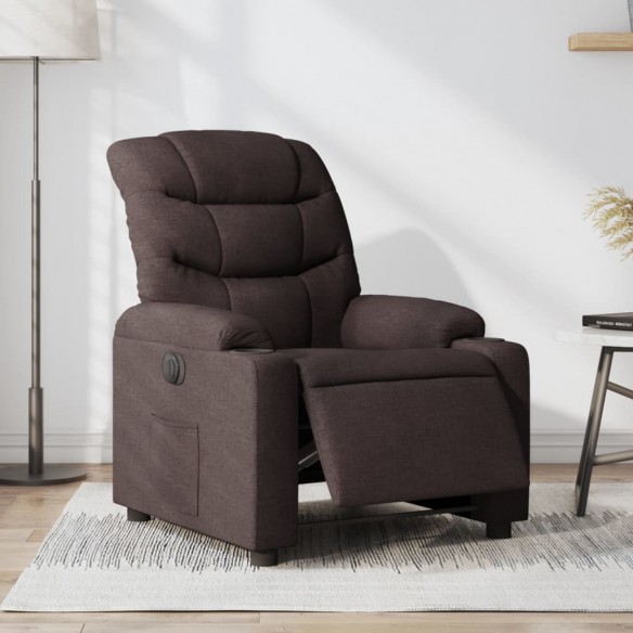 Fauteuil inclinable électrique Marron foncé Tissu