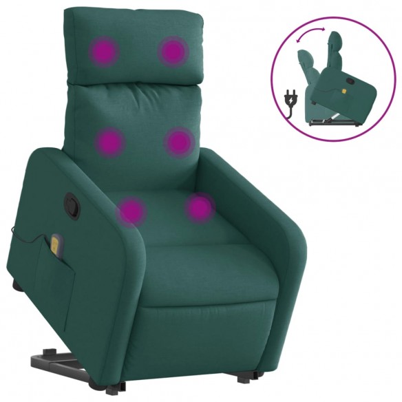 Fauteuil inclinable de massage Vert foncé Tissu