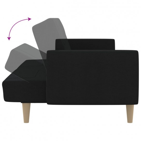 Canapé-lit à 2 places noir tissu